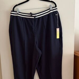 Summersalt Navy Pants with Striped Waistband